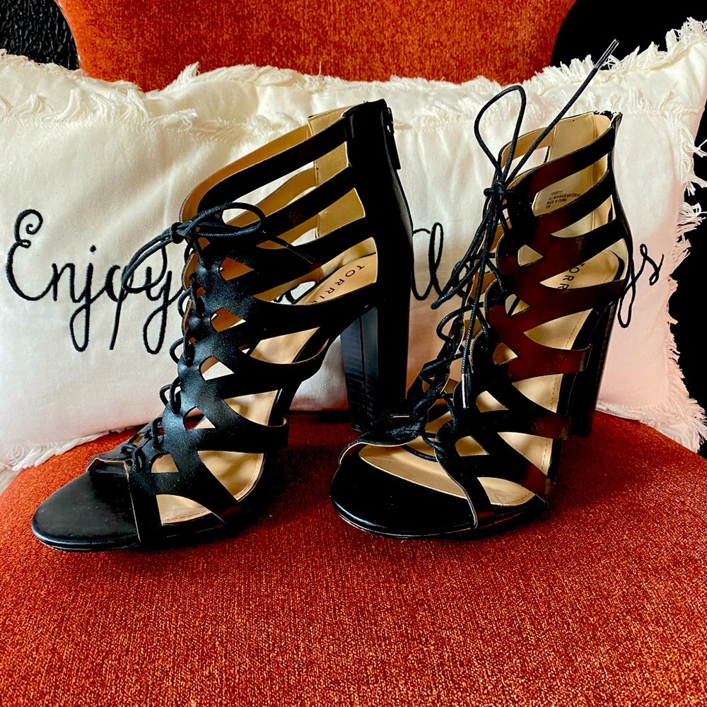 TORRID, Lace Up Block Heel, WIDE-WIDTH.